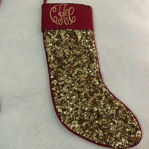 Bella Lux Monogrammed CAC Red And Gold Sequin Sparkle Stocking